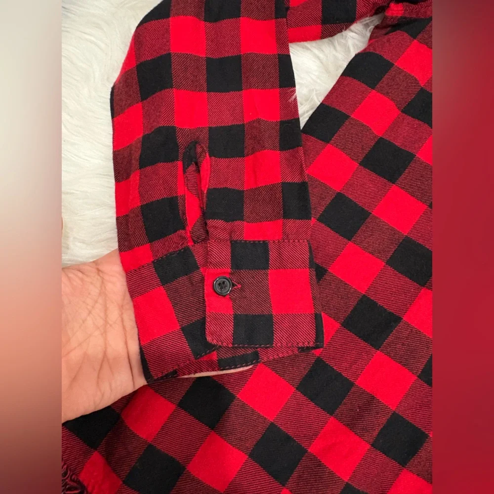 Justice Girl Red and Black Plaid Shirt Size 14